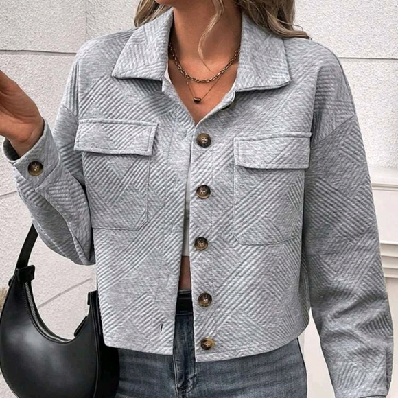 Jackets & Blazers - Women's Solid Color Drop Shoulder Long Sleeve Utility Pockets Casual Jacket